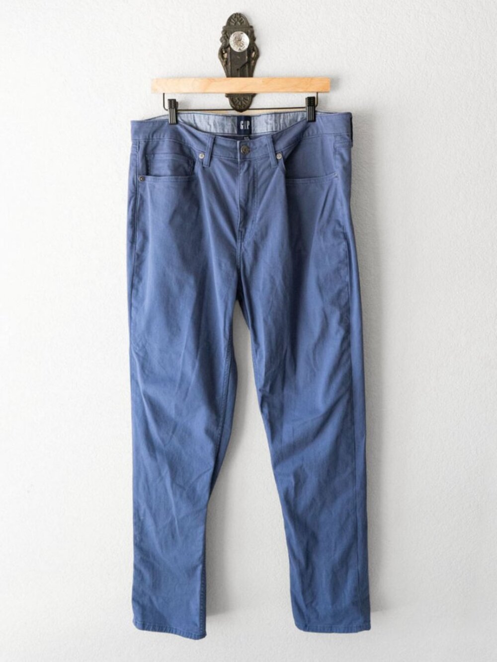 GAP Pants Mens 36x32 Blue Straight Leg 5 Pocket Stretch Cotton Casual Twill